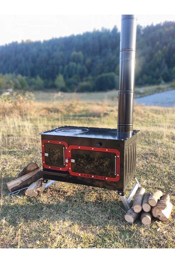 Kamp Ve Çadır Sobası Kuzineli Fırınlı Odun Yakan Taşınabilir Soba - 8