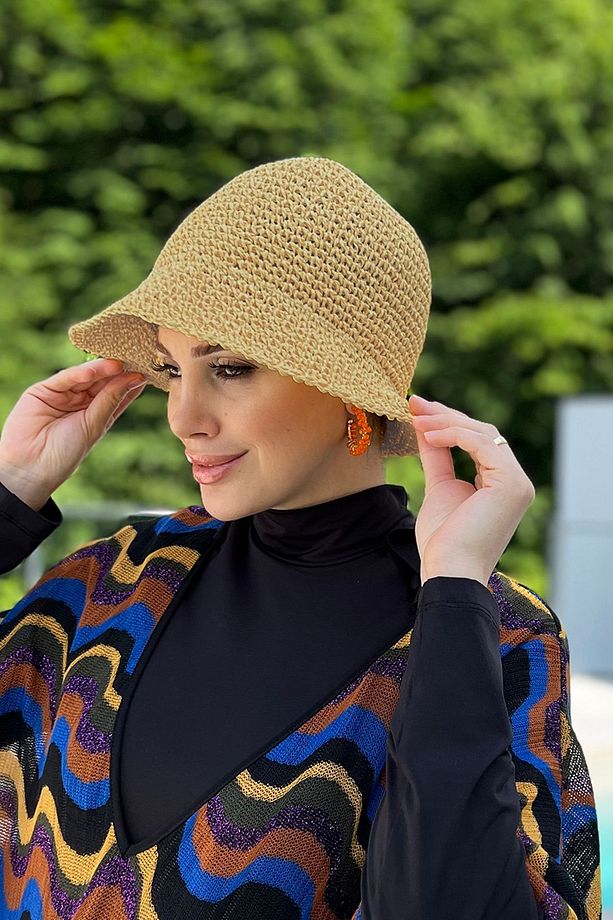 El Örgü Hasır Şapka RŞ-83 Camel - 4