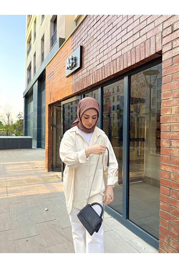 Düğmeli Oversize Gömlek - 2