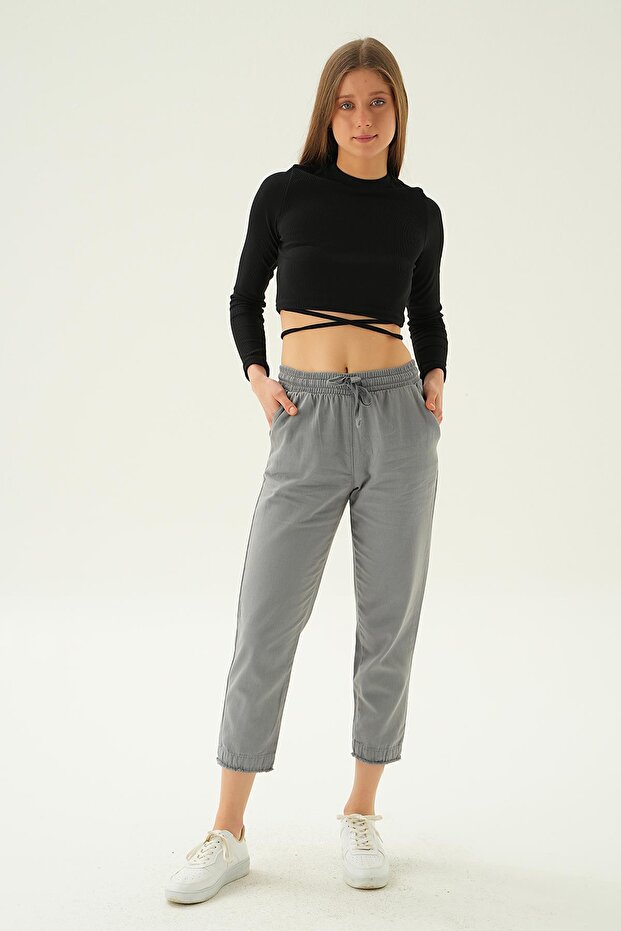 بنطلون رمادي موديل 4228 بأرجل شرابة - 6