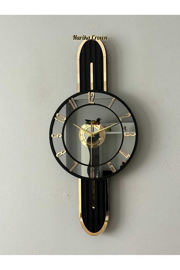 Modern Tasarımlı Ahşap ve Aynalı Duvar Saati - Evinize Estetik Dokunuş (66 cm) - 1
