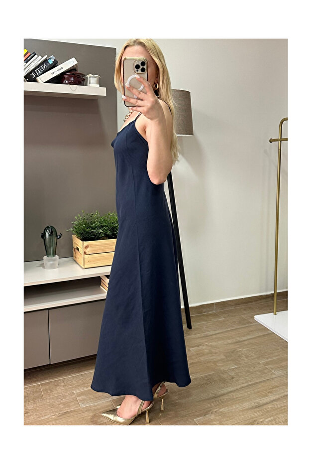 Ip Askılı Sırt Dekolteli Elbise - 4