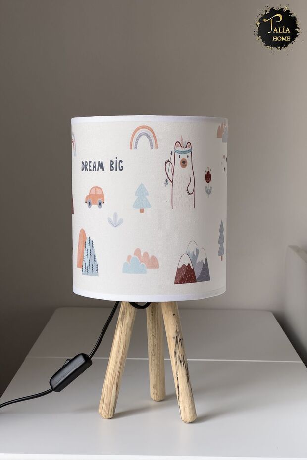 Dream Big Clouds and Stars Patterned Children's Room Lampshade Table Lamp Tlab-057