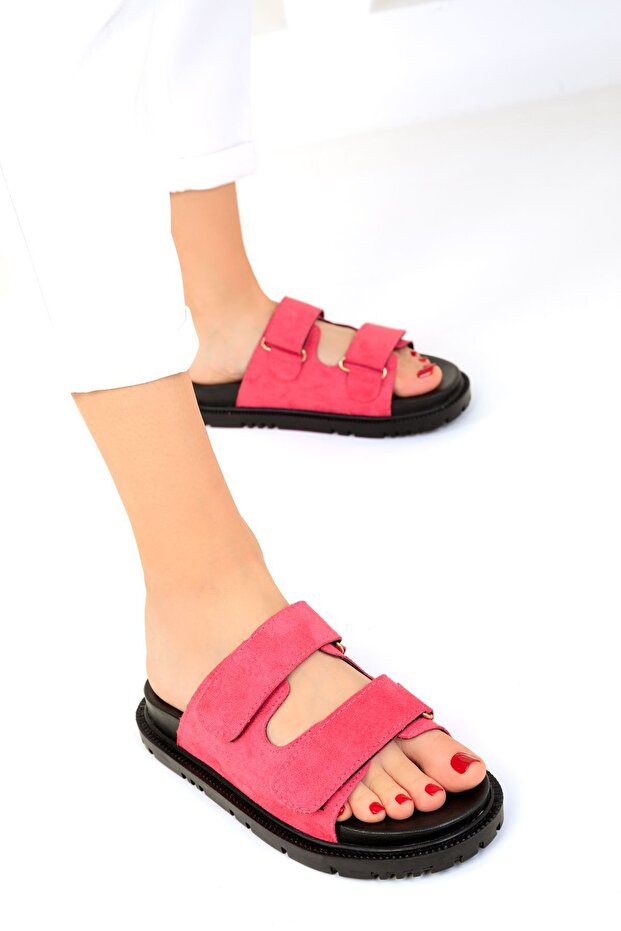 Fuchsia Suede Women's Slippers - 19264 Model