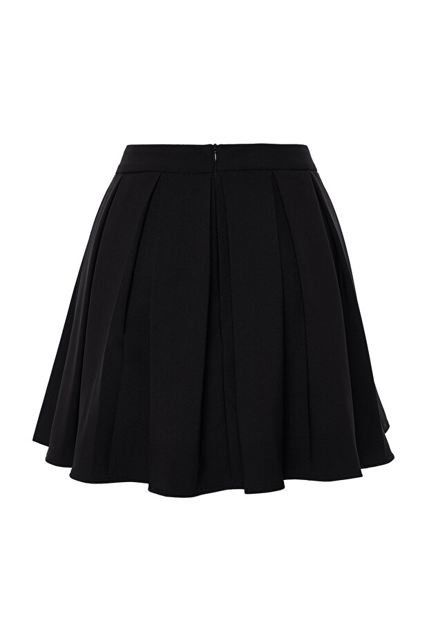 Siyah Pileli Mini Dokuma Etek TWOSS24ET00222 - 7