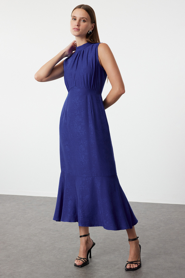 Saks Jakarlı A Kesim Maxi Dokuma Elbise TWOSS24EL00989 - 2