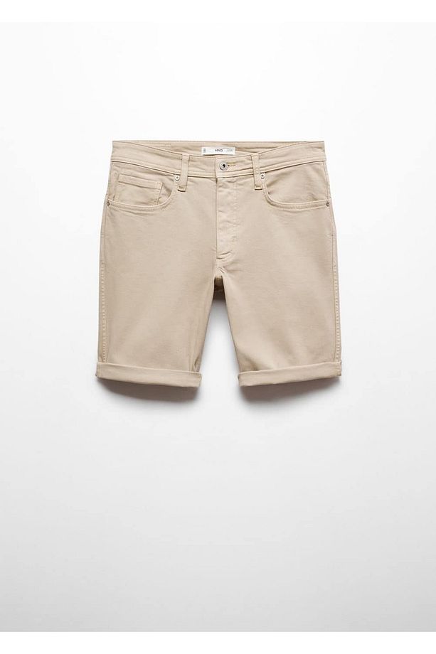 Slim fit kot bermuda şort - 3