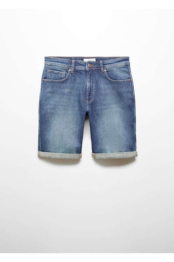 Slim fit kot bermuda şort - 3