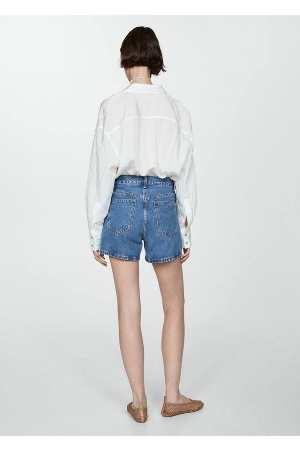 Yüksek belli denim şort - 4