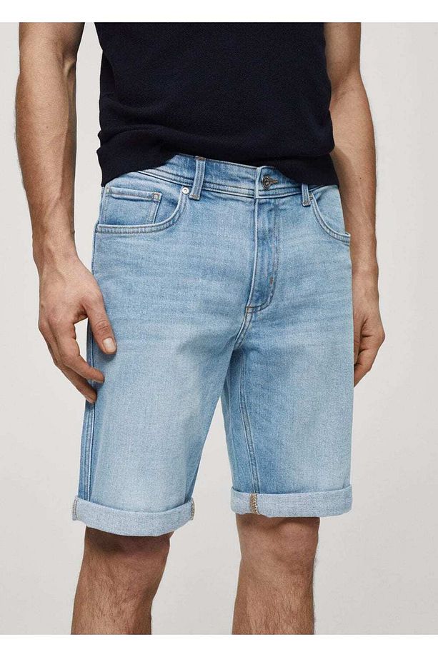 Slim fit kot bermuda şort - 8
