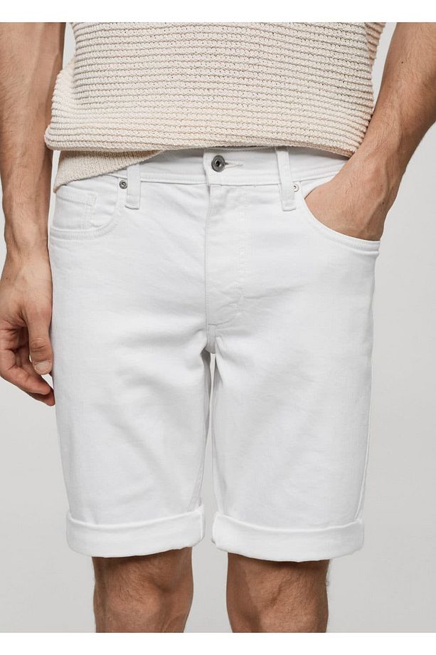 Slim fit kot bermuda şort - 8