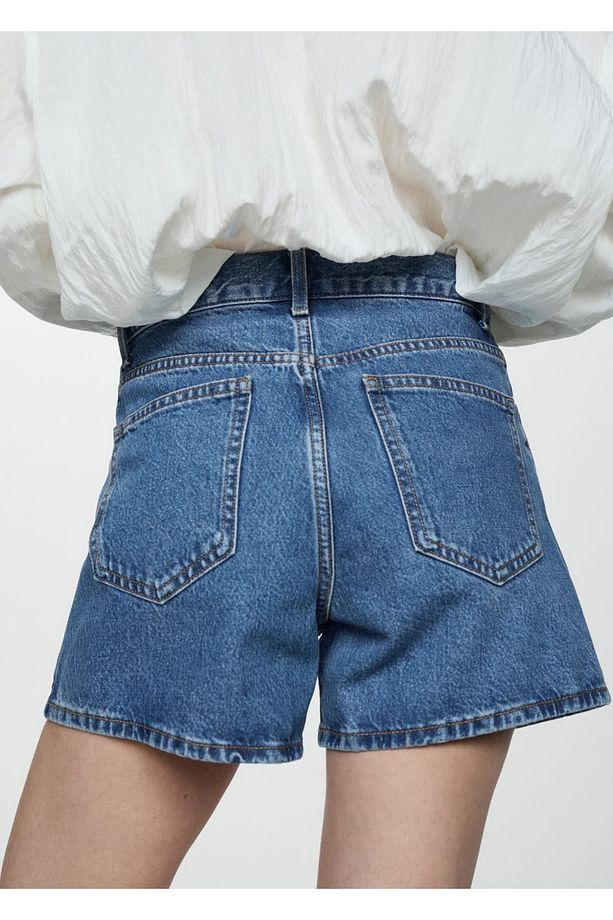 Yüksek belli denim şort - 6