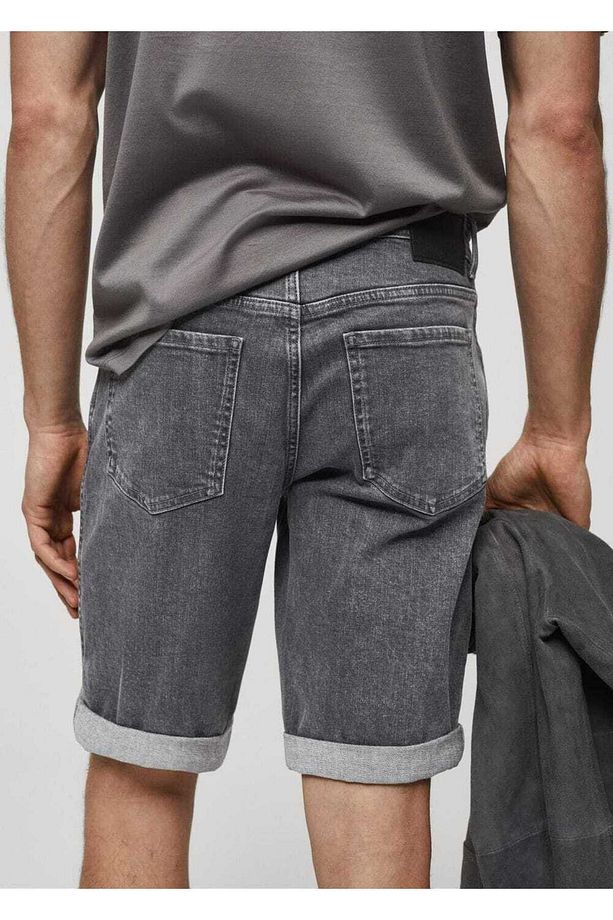 Slim fit kot bermuda şort - 7