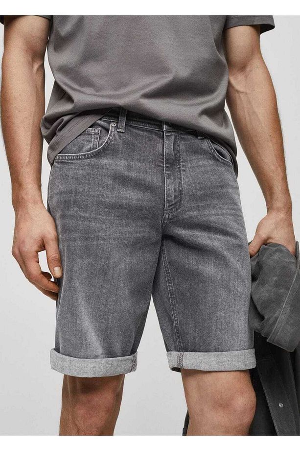 Slim fit kot bermuda şort - 8