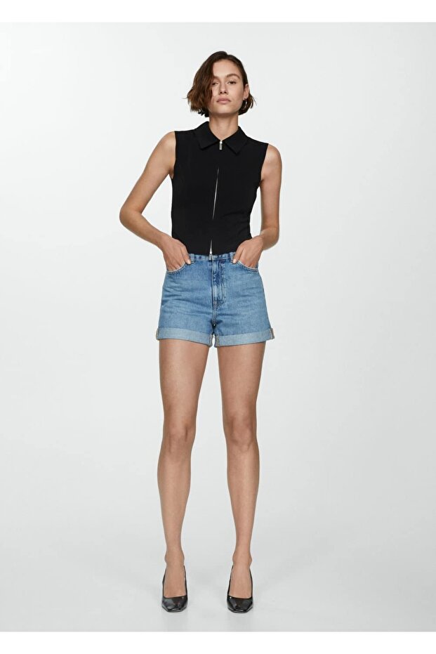 Mom-fit denim şort - 2