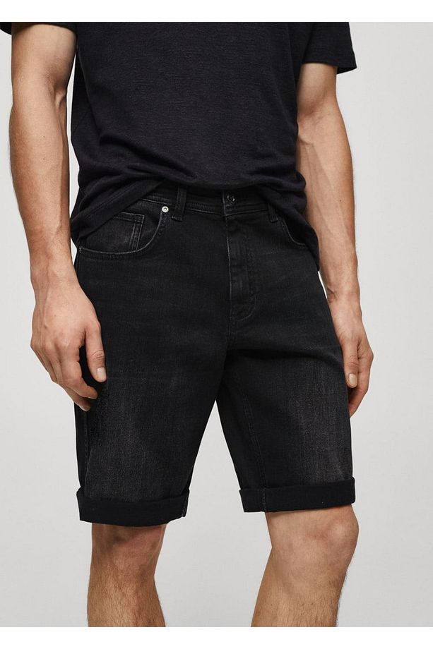 Slim fit kot bermuda şort - 8