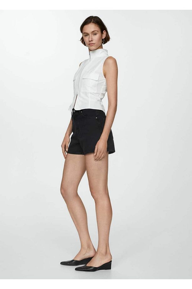 Yüksek belli denim şort - 7
