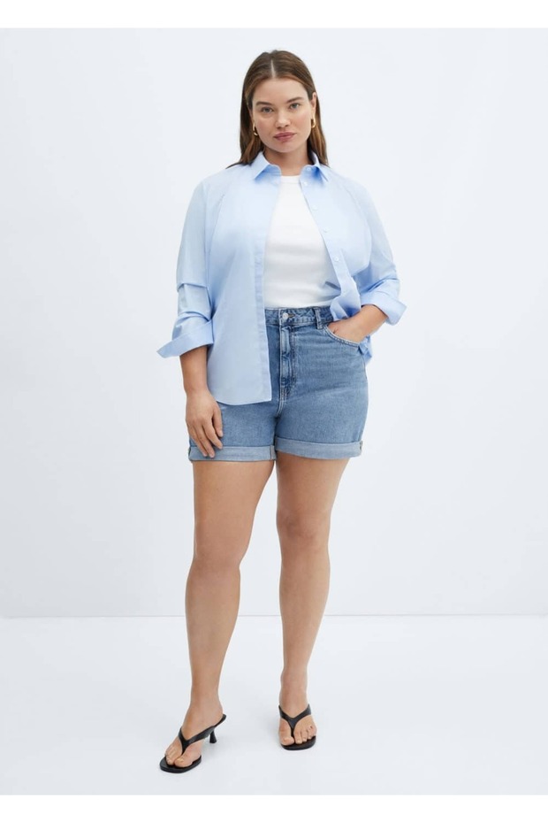 Mom-fit denim şort - 6