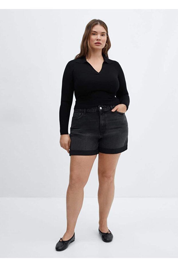 Mom-fit denim şort - 6