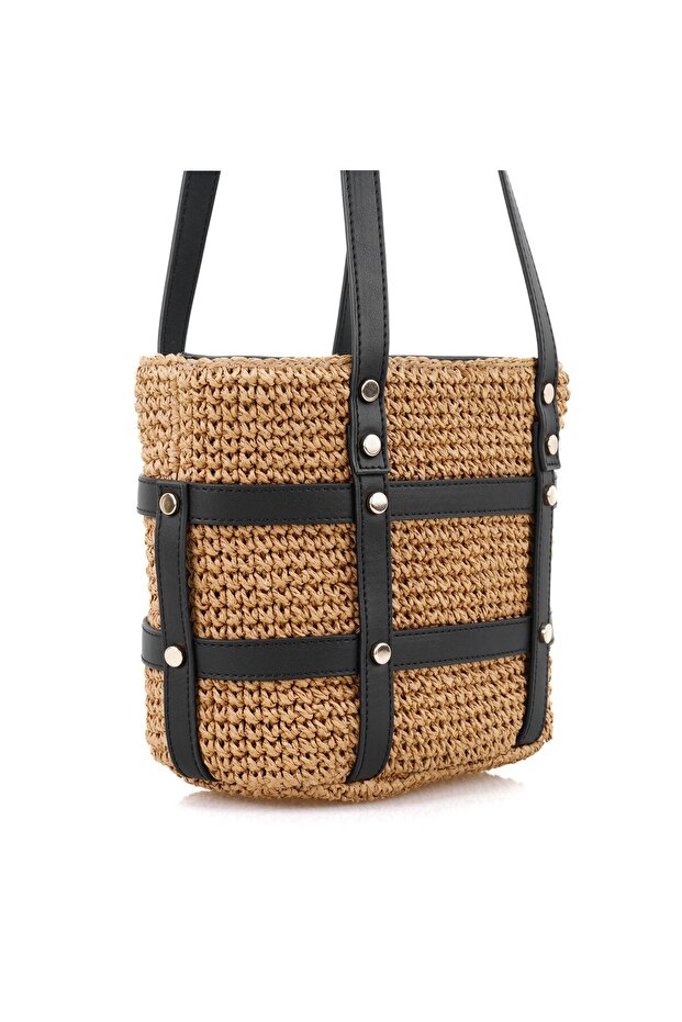 Kenyon Black Women's Straw Shoulder Bag - 3