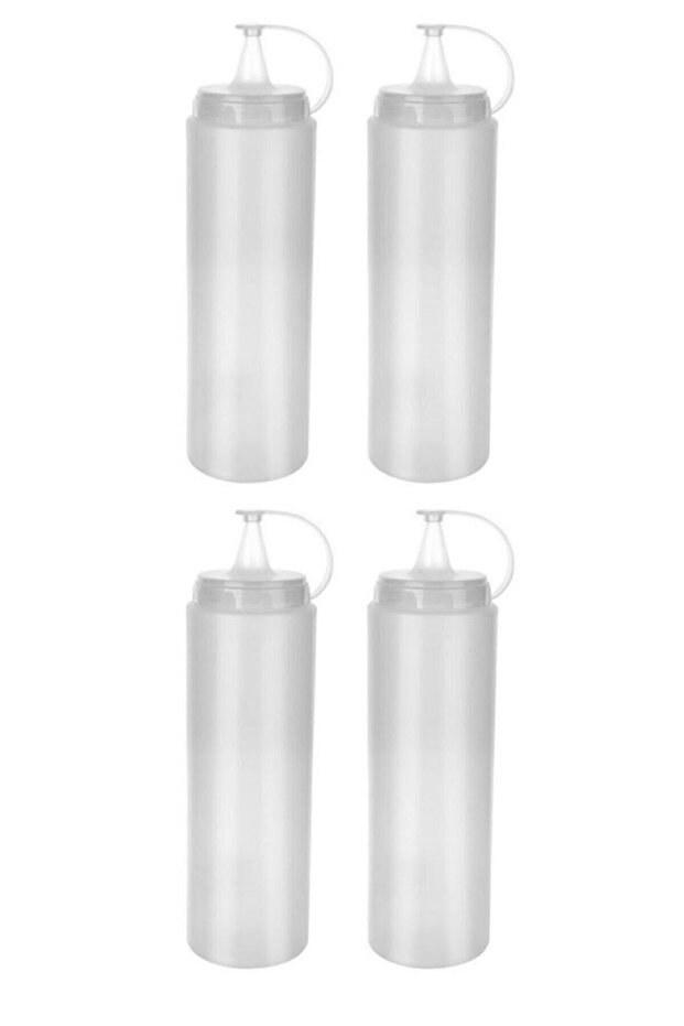 4 Pieces 1. Quality Large Size 700ml Plastic Sauce Container with Lid Ketchup Oil Pot Oil Sauce Bottle Liquid Bottle