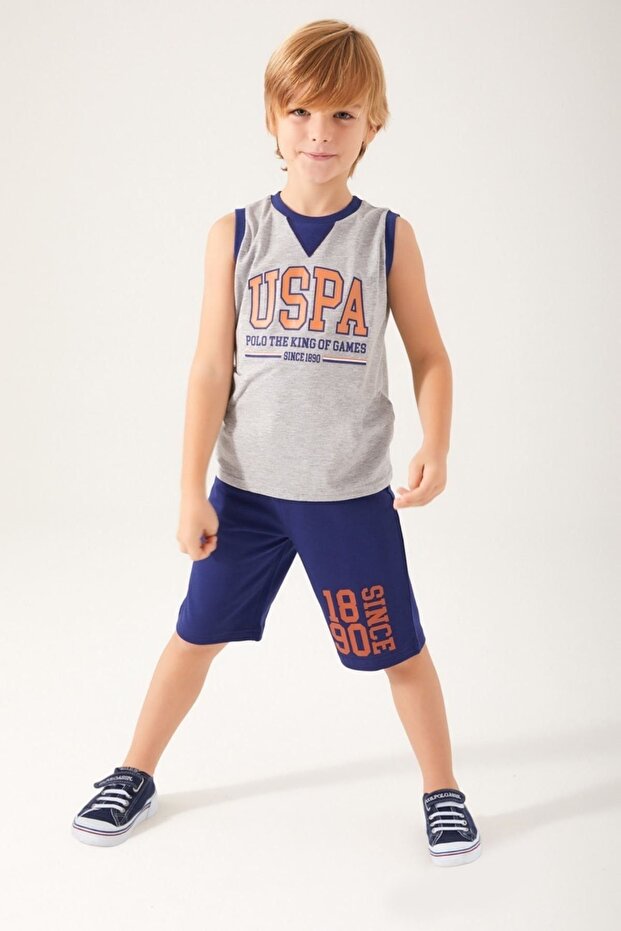4-15 Years Licensed US Polo Assn Boy's Suit -grey