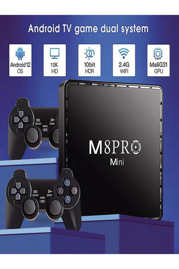 M8 Pro Mini Android TV Box + Game Box + 2 Adet Gamepad+Kumanda - 4