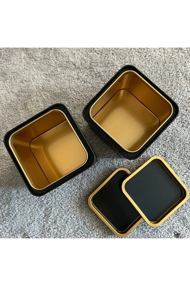 2'li Çok Amaçlı Kutu Seti - Gıda Saklama Kutusu - Çay Kahve Şeker Kutusu 10x10 cm - 5