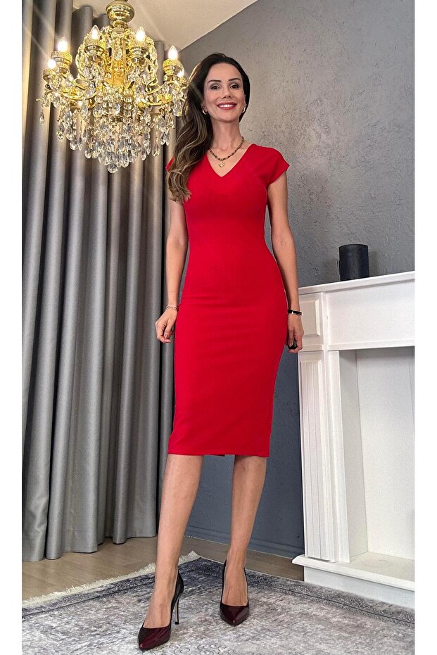 Red Long Pencil Dress