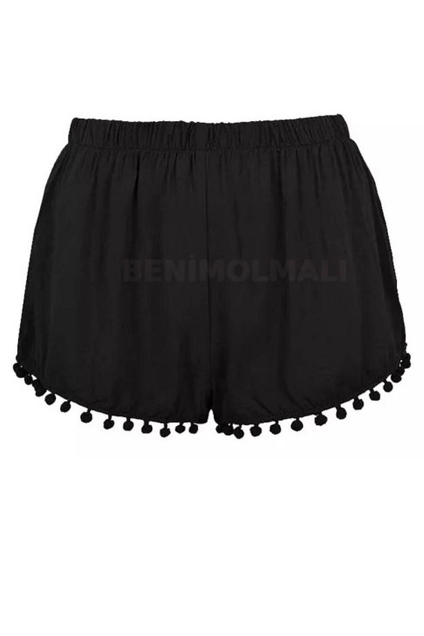 Ponponlu Deniz Şortu Summer Shorts Mikro Kumaş Likralı Şort - 2