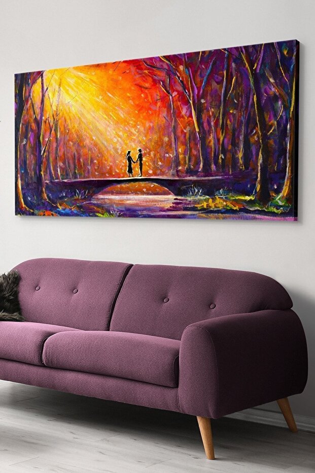 Sanatsal Çift Aşk Tek Parça Kanvas - Canvas Tablo - 1