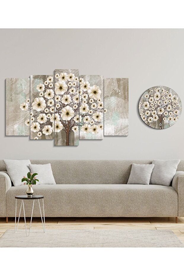 Çiçekler Tablo Saat Set - 1
