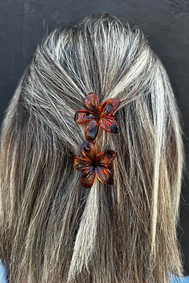 Set of 2 Brown Lotus Collet Clasps