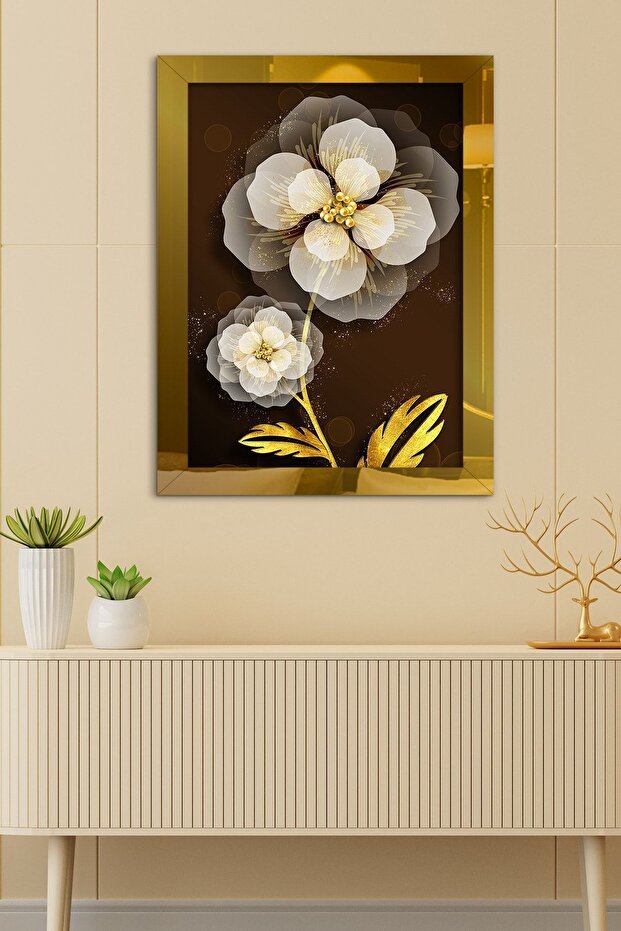 Çiçek Gold Tek Parça Pleksi Tablo - 1