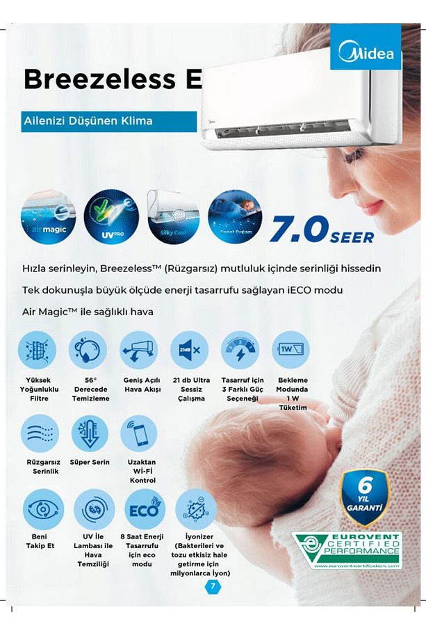 2025 Model A Breezeless E 12.000 Btu Duvar Tipi Klima Wi-fi - 3