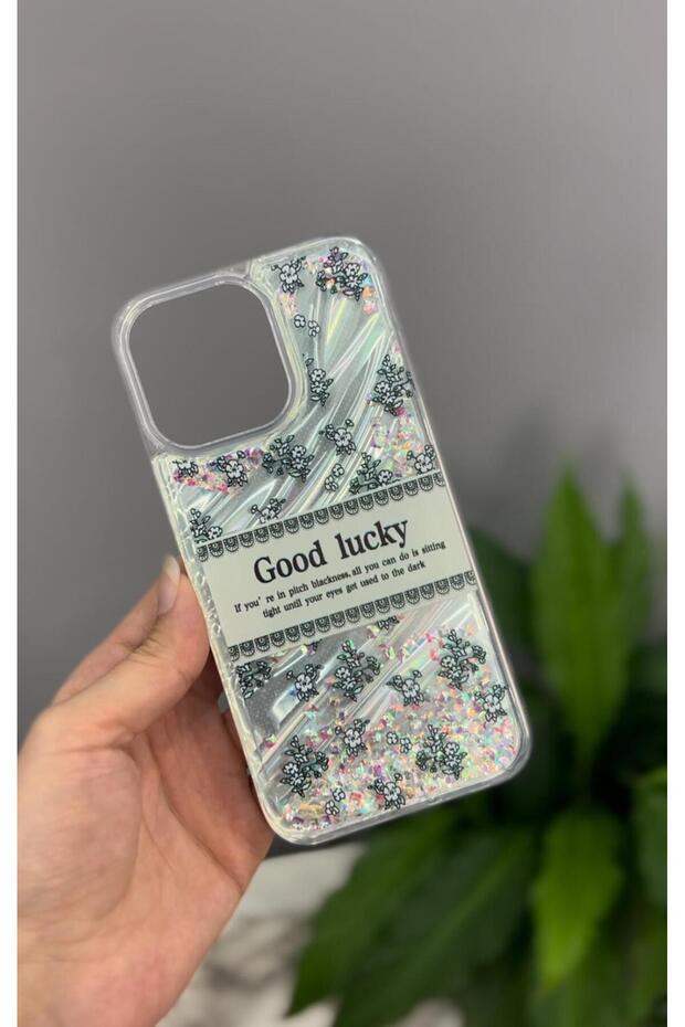 iPhone 11 Compatible Watery Silvery Liquid Case Good Lucky Hologram