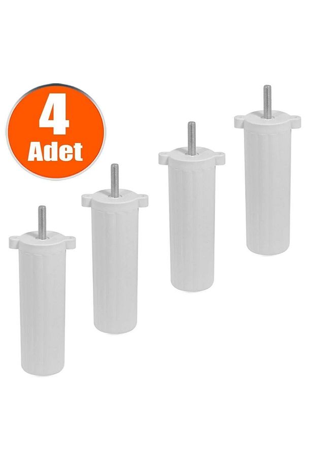 Mobilya Kanepe Baza Koltuk Destek Ayağı 14-20 Cm M8 Civata Ayarlı Beyaz Ayak 4 Adet - 1