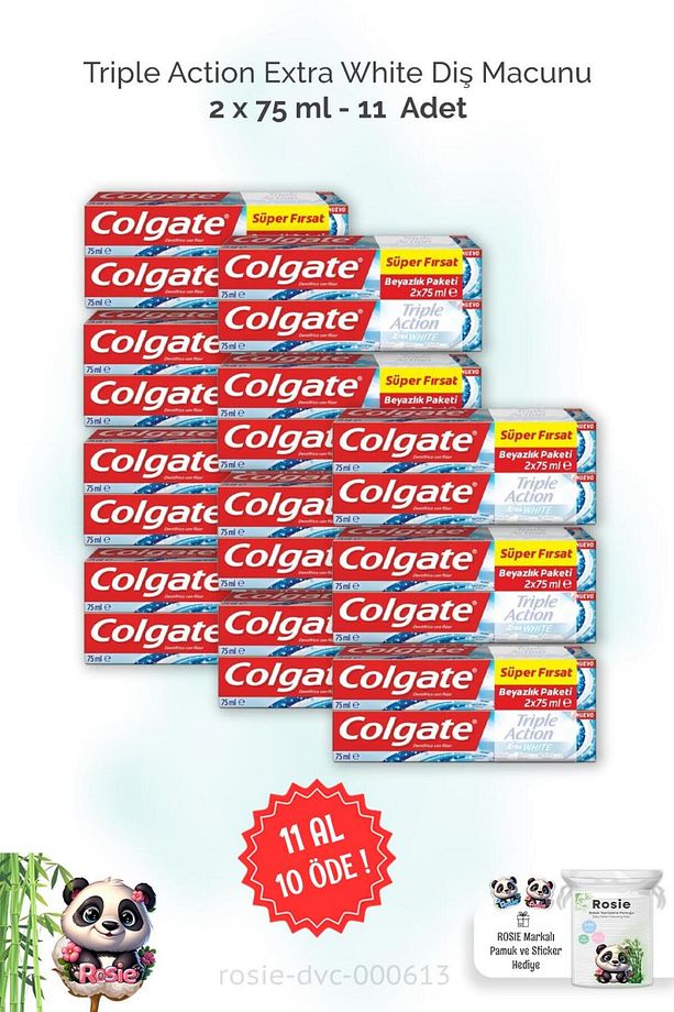 11 AL 10 ÖDE Colgate Triple Action Extra White Diş Macunu 2 x 75 ml ve ROSIE - 1