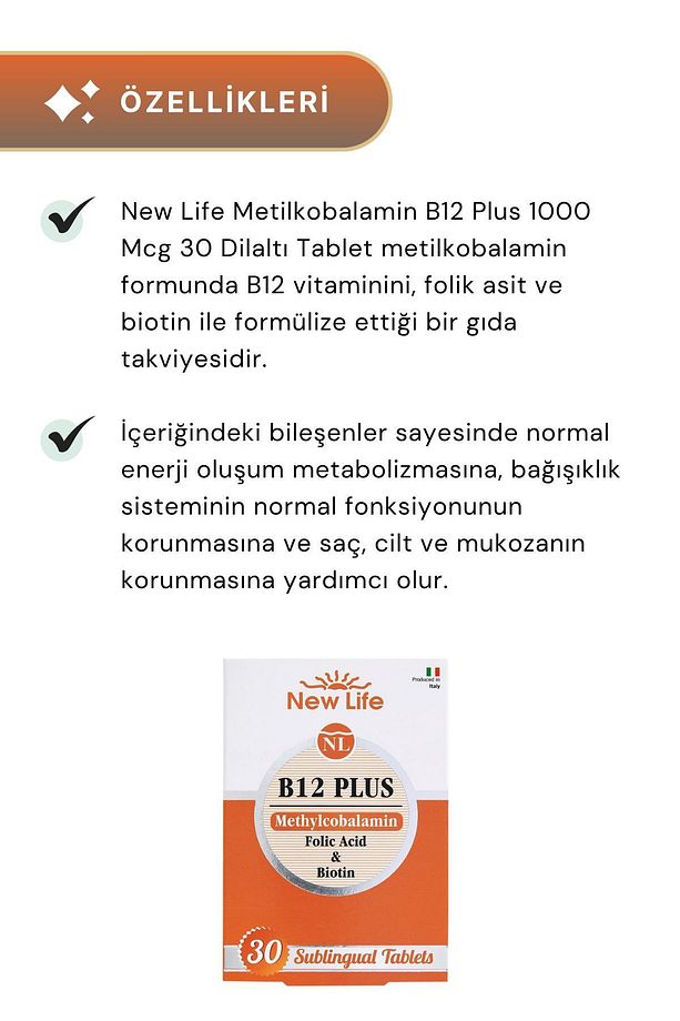 Metilkobalamin B12 Plus 1000 Mcg 30 Dilaltı Tablet - 2 Adet - 2