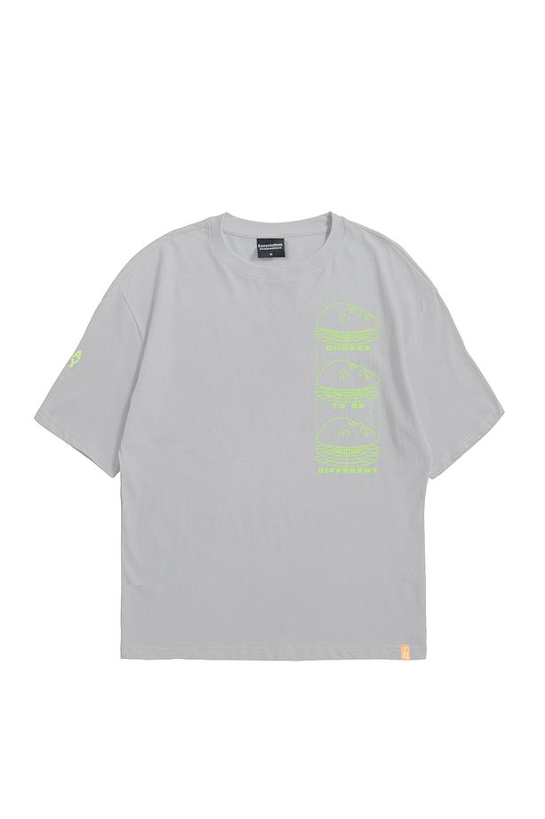 Eazy Gri Choose Different Unisex Oversize Baskılı Kısa Kollu T-shirt - 1