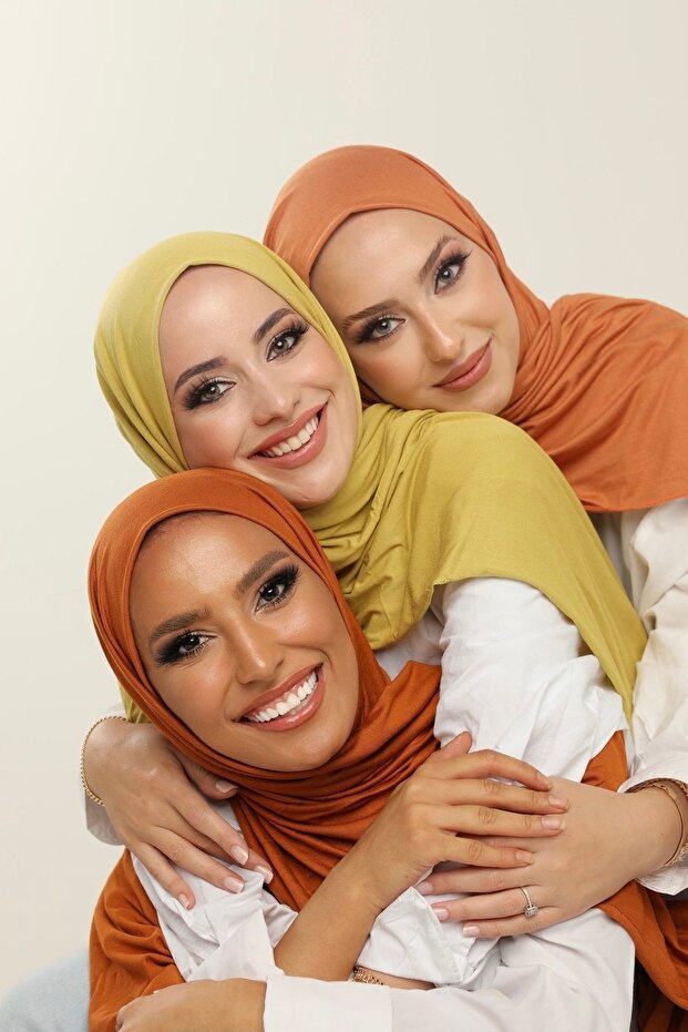 3-Piece Advantage Set (Pumpkin-lemon Mold-peach)luxury Combed Cotton Shawl-women's Hijab Jersey Hijab