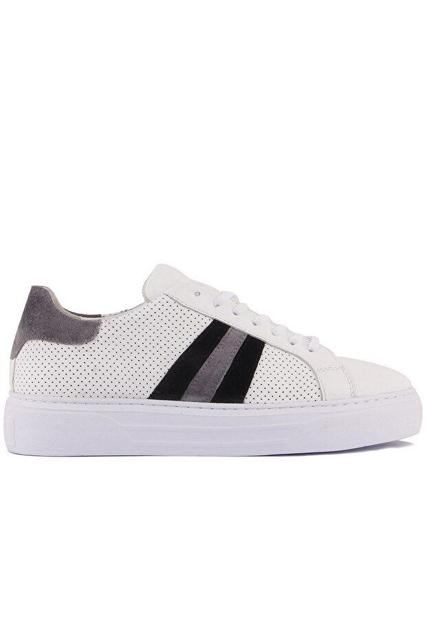 - White Leather, Black Suede Lace-Up Men's Casual Shoes 101-7053-Gom228