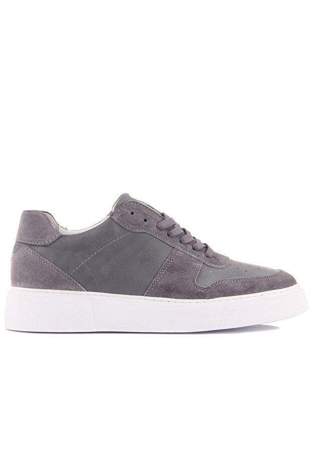 - Gray Suede, Leather Men's Casual Shoes 101-7042-He1065