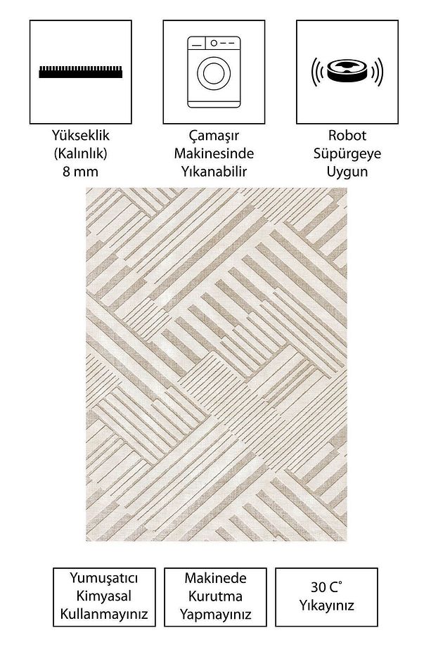 Modern Dijital Baskı Dört Mevsim Yıkanabilir Kaymaz Taban Salon Halısı Mutfak Halısı Yolluk YVH - 6