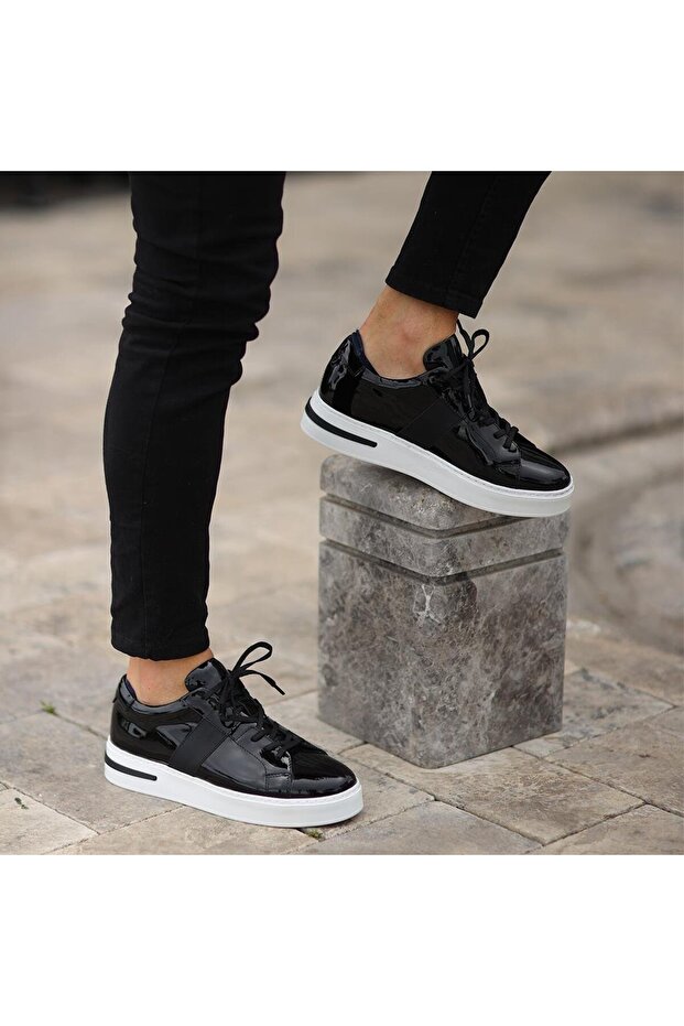 - Black Leather Lace-Up Men's Casual Shoes 101-8086-H1280E
