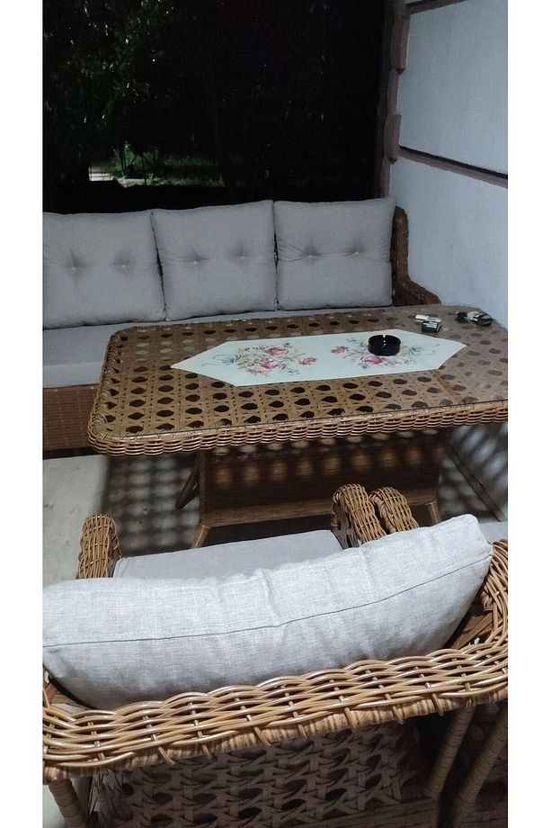 Rattan çay seti kahve rengi - 1