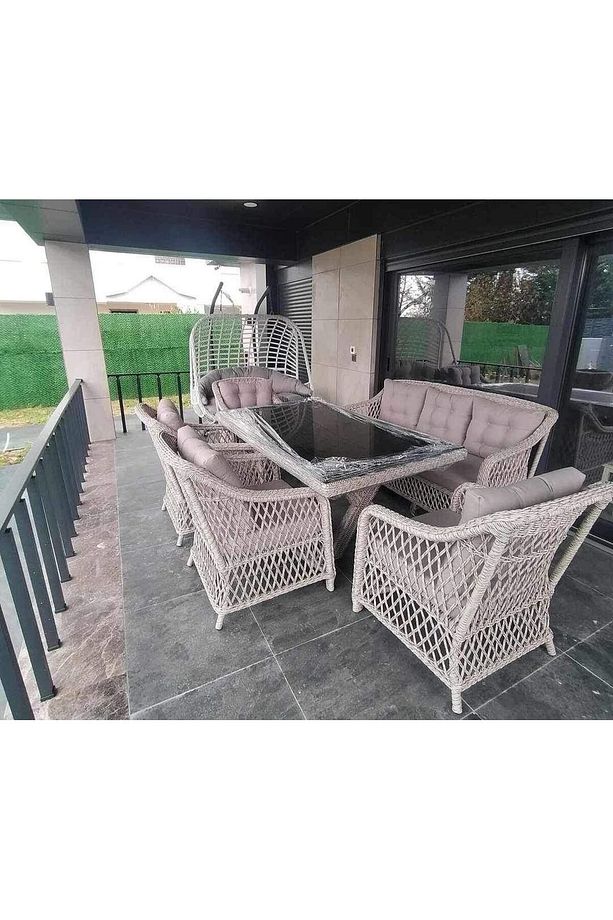 Rattan çay seti kahve rengi - 5