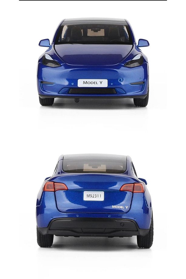 Tesla Model Y 1:24 Mavi Birebir Isikli Maket Model Araba - 3