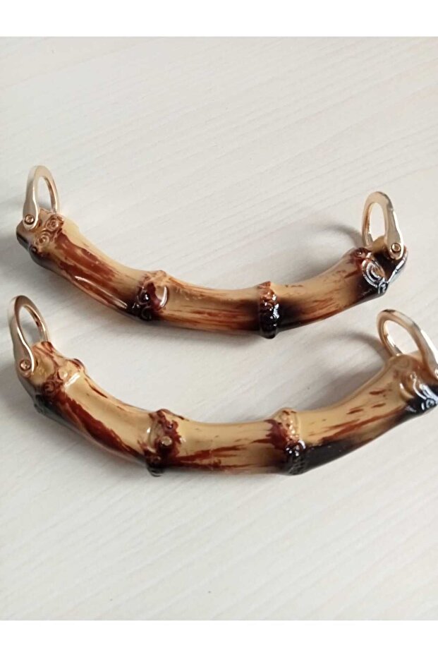 Bambu Görünümlü Akrilik 15 Cm C Model Çiftli Çanta Sapı - 3