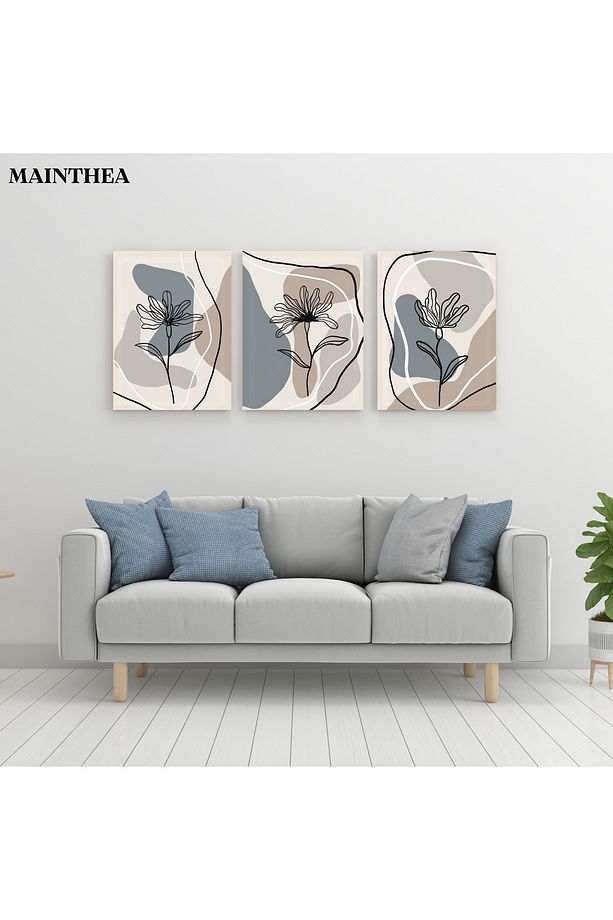 3'Lü Modern Bohem Soyut Minimalist Akrilik Kanvas Duvar Tablo - 1